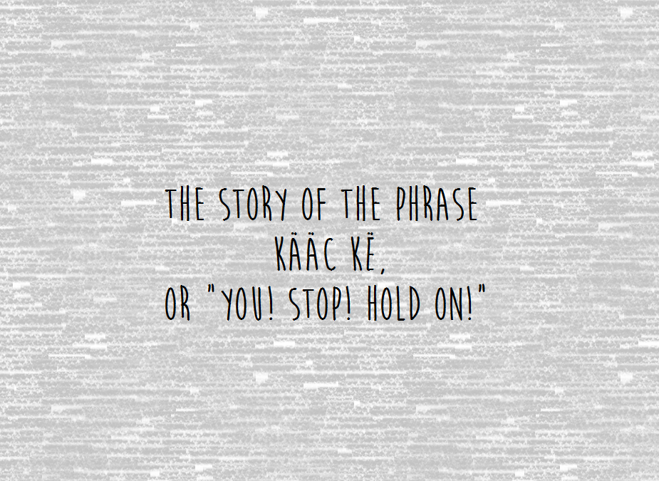 The Story of the phrase, “kaac ke,” or “You! Stop! Hold on!”